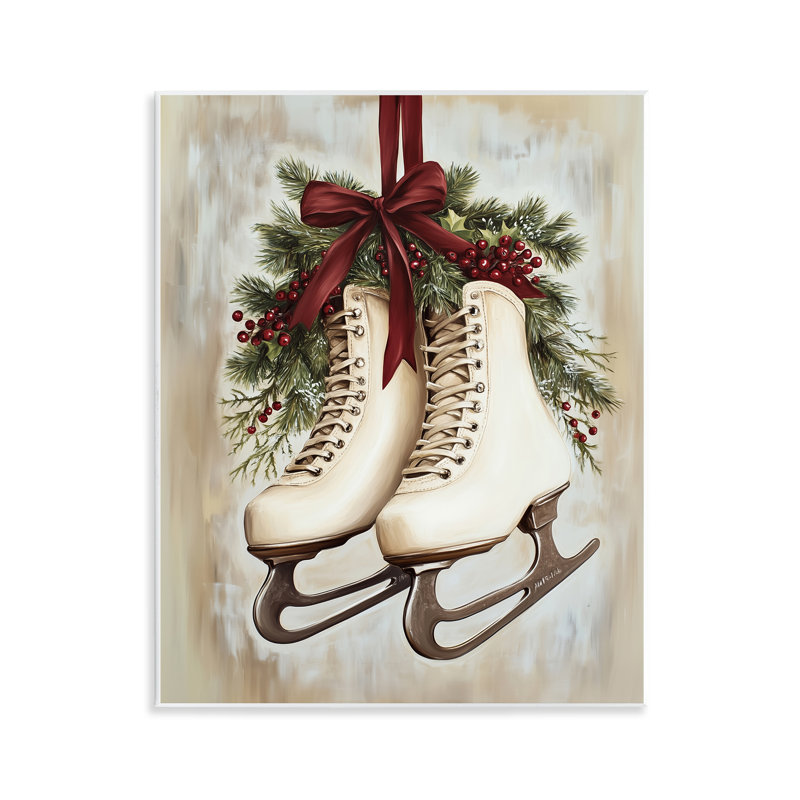 Plaque murale festive sur patins à glace, design par Arlington Prints