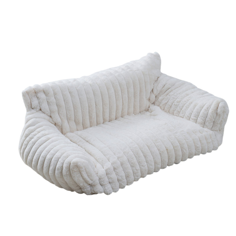 Faux Fur Pet Bed, 25" H x 61" W x 45" D, White
