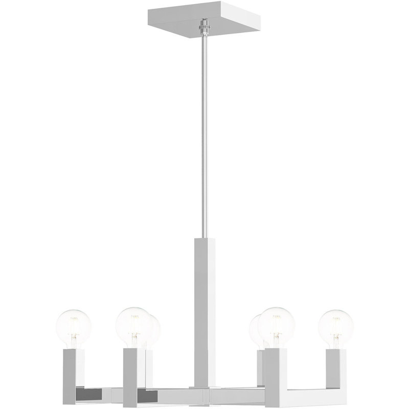 Lustre classique à 6 lumières DEL unique, Chrome poli