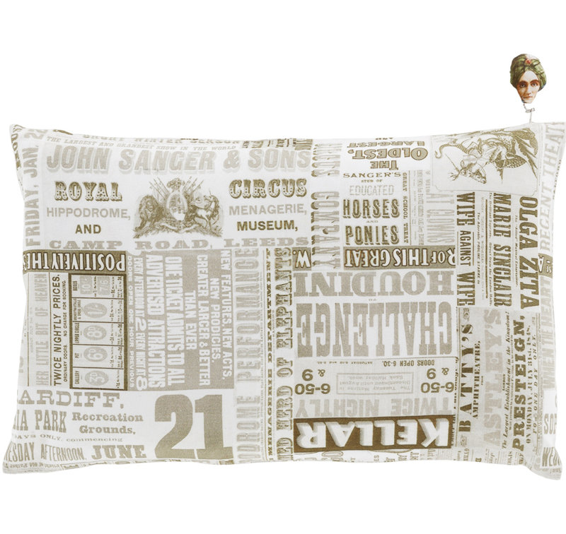 Mind Games Cotton Reversible Pillow Cover, Camel/Sage/ Sea Foam, 13"H x 20"W