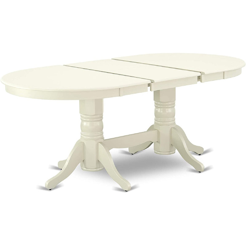 9 Piece Dining Set Includes an Oval Dining Room Table with Butterfly Leaf and 8 Wood Seat Chairs, Linen White