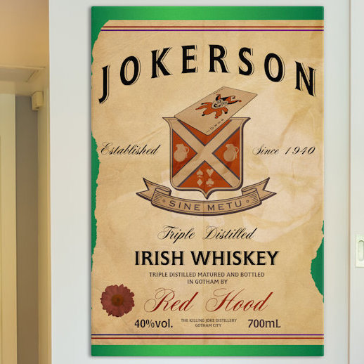 « jokerson irish whiskey », affiche rétro sur toile tendue, H 60 po x l 40po x P 1,5 po, Toile tendue, Pas de tapis