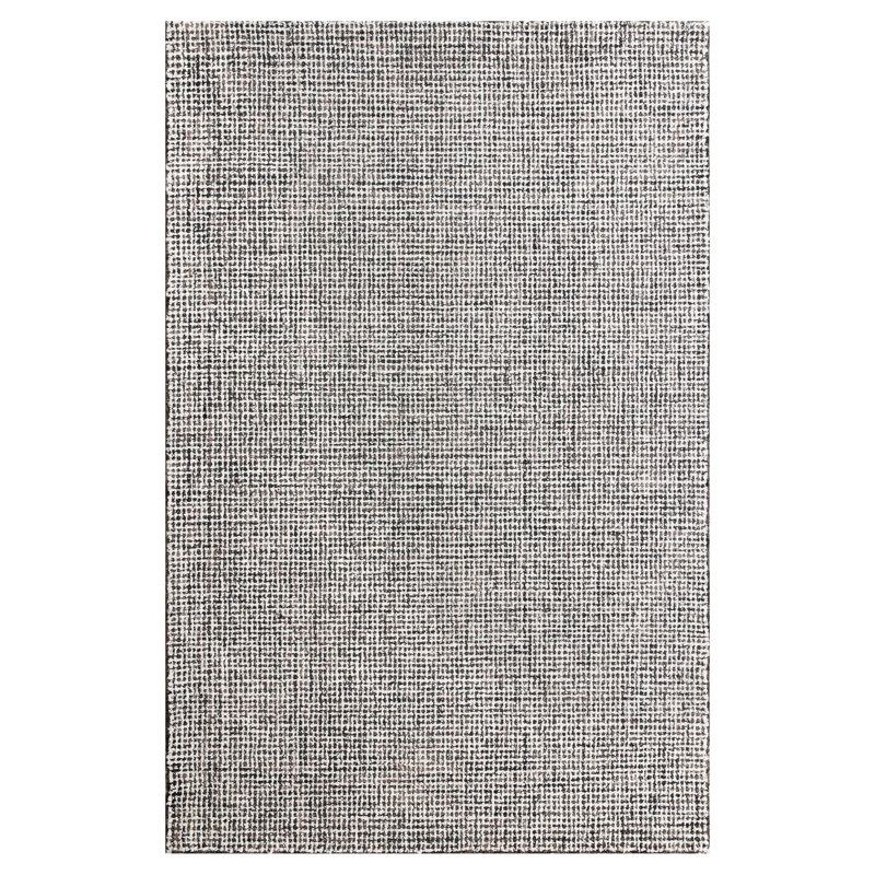 Abstract Contemporary Grid Handmade Wool Blend Area Rug, Rectangle 5' x 7'9", Gray/White