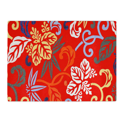 Japanese Floral Pattern  Glass Chopping Board