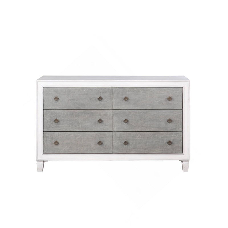 Commode Katia gris rustique et blanc vieilli