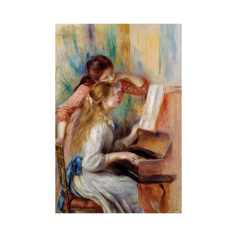 Young Girls At The Piano Preparatory Study by Pierre-Auguste Renoir - Painting on Canvas, Wrapped Canvas