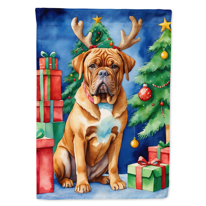 Drapeau de Noël renne de jardin, Dogue de Bordeaux