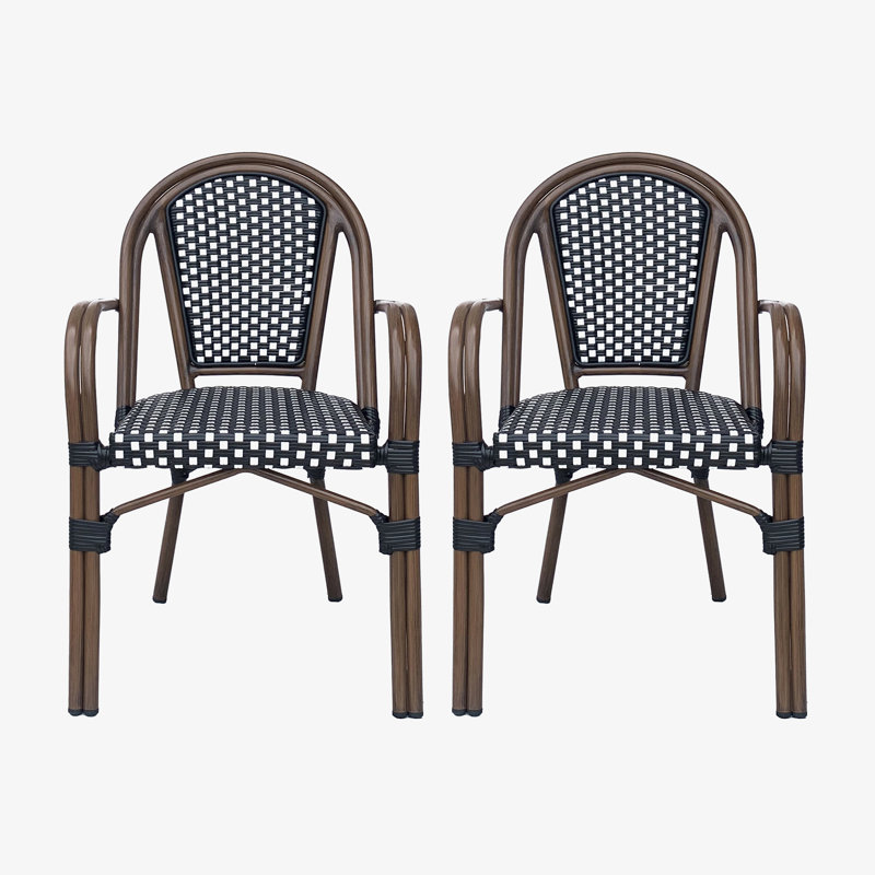 Extérieur 2 chaises bistro, Noir / blanc