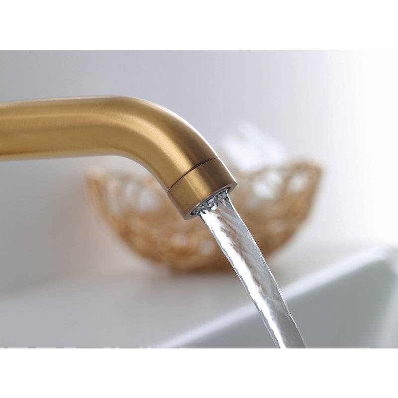 Purist Single Hole Bathroom Faucet with Drain Assembly, Vibrant Moderne Brushed Gold