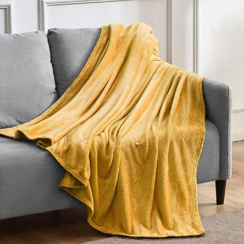 Roundhay Thermal Snug Polyester Throw Blanket, Ochre