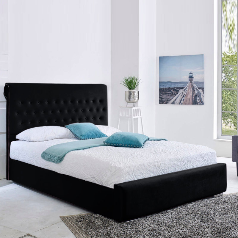 Ayvrie Upholstered Bed, Double, Black