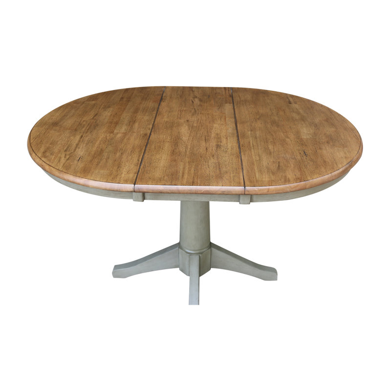 Ikuko Extendable Solid Wood Dining Table, Hickory/Stone