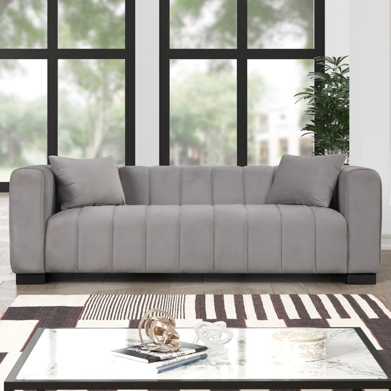 Deakyne 2 Piece Velvet Living Room Set, Black, Light Gray