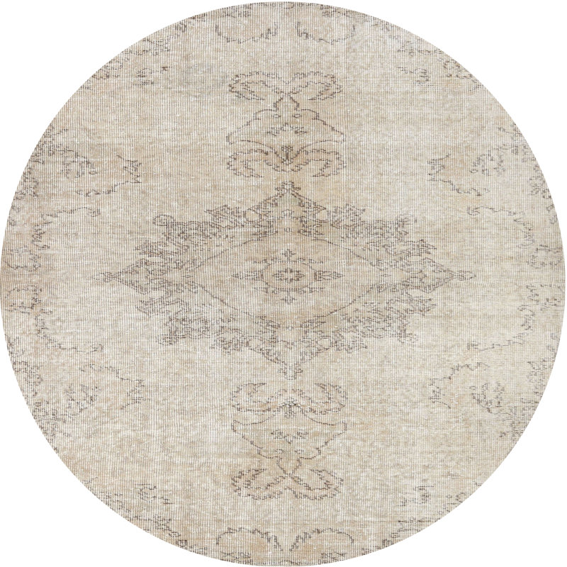 Tapis beige contemporain, Rond 4 pi
