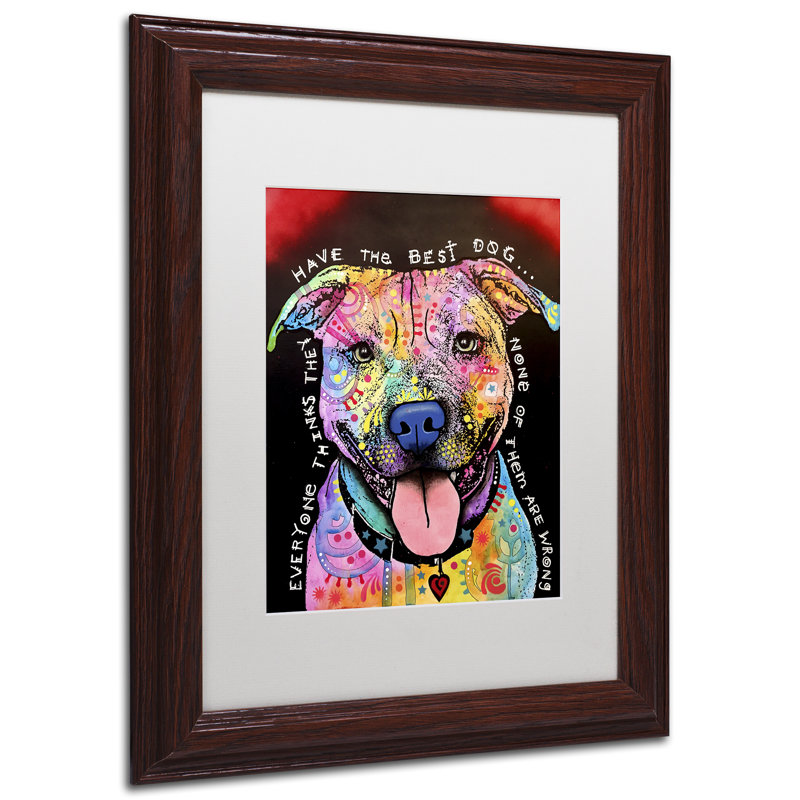 « best dog », impression, H 14 po x l 11 po x P 0,5 po, Blanc, Encadrement grain de bois