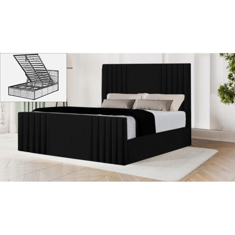 Bellissa Upholstered Ottoman Storage Bed, Black, Super King (6')