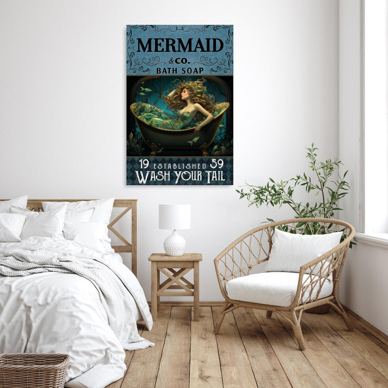 "Mermaid Bath Soap" - 1 pièce, impression rectangulaire, L 24 po x H 36 po