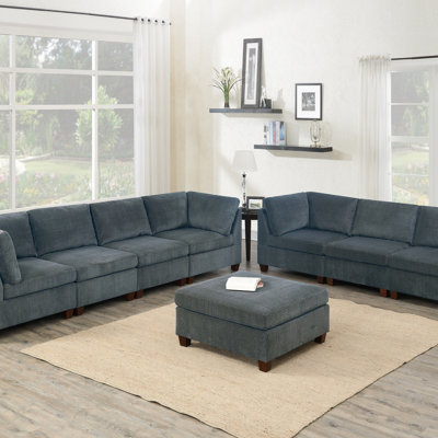 Ensemble de canapé modulaire en chenille gris de 8 pièces pour salon