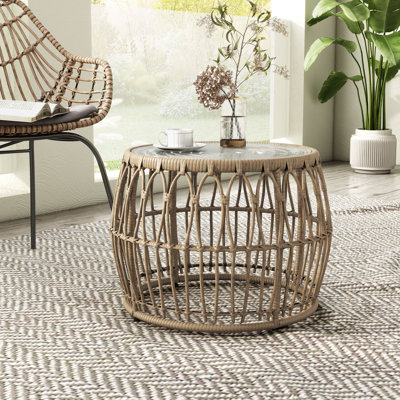 Amaliya Round Tempered Glass Outdoor Coffee Table