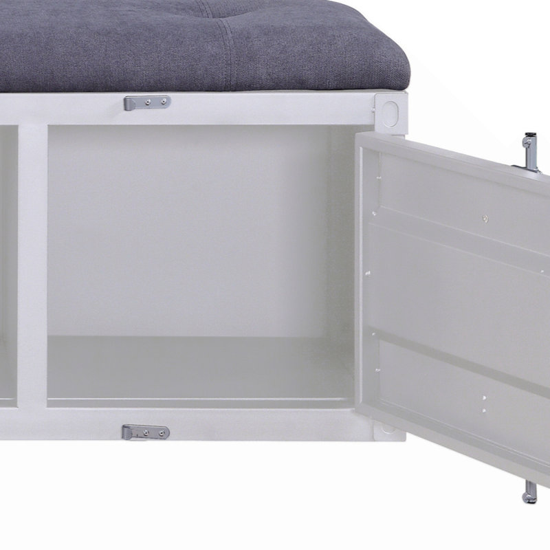 Banc de rangement rembourré Egon, Blanc, H 19 po x L 50 po x P 16 po