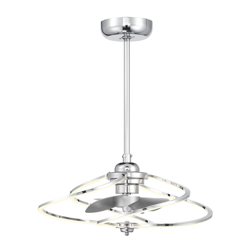 Peshawa 24" LED Fandelier in Polished Chrome with Remote Control, Polished Chrome