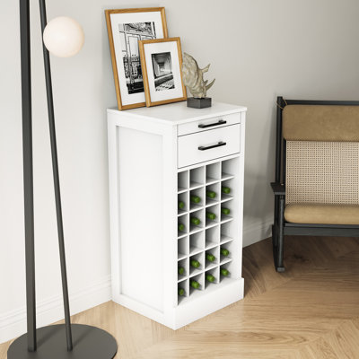 Buffet Cabinet For 28 Wine Bottles - Space Saving Option With 28 Compartment Elegant Storage