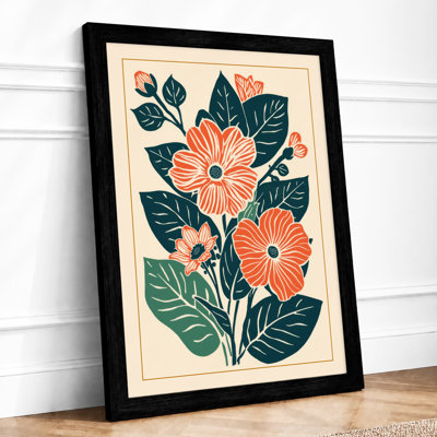 Teal Daisy Botanical - Framed Print