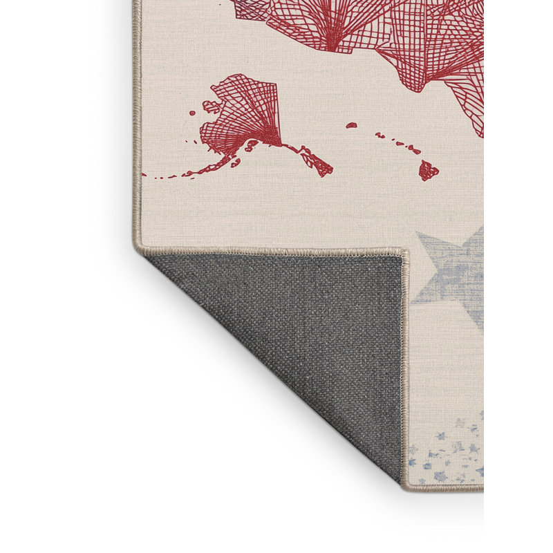 Soft Plush Escarcega July 4Th Modern & Contemporary Abstract Area Rug in Beige – Beige Binding, 7x9
