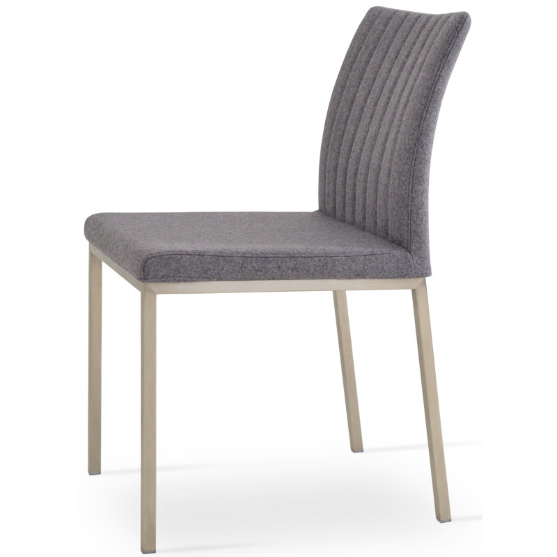 Chaise d'appoint en métal Zeyno, Gris moyen Camira, Chrome