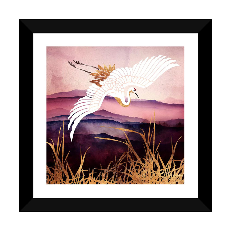 Elegant Flight III - impression d'art graphique, Papier encadré noir, Blanc, H 24 po x l 24 po x p 1 po