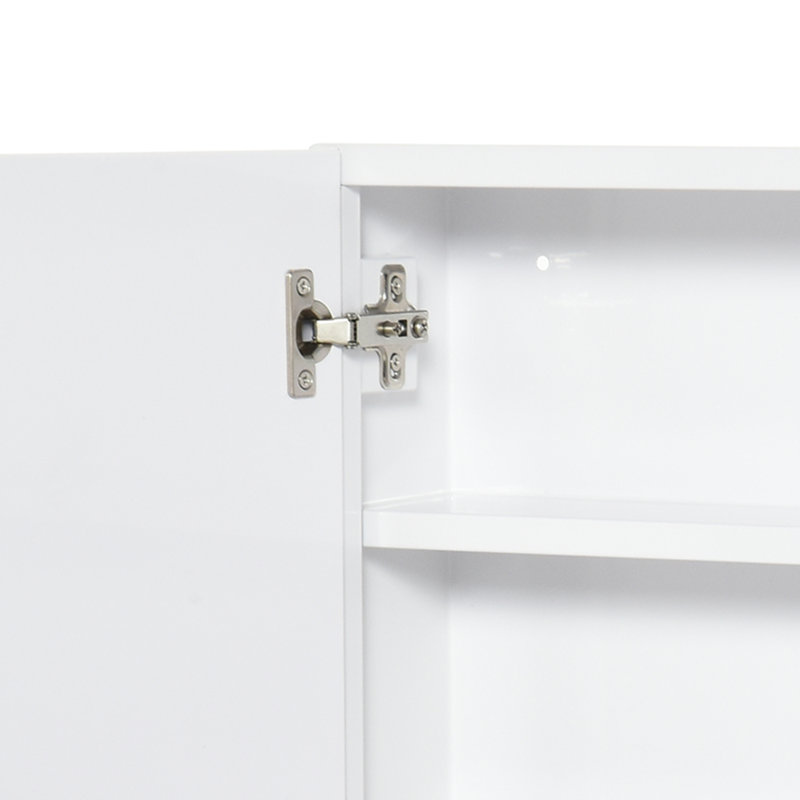 Armoire de salle de bain 24 po x 22 po, structure en acier avec portes doubles et miroir pour les yeux, parfum blanc,
