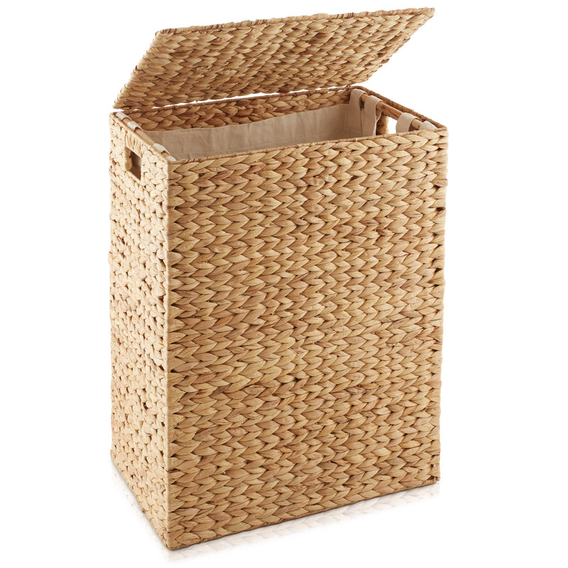 Casafield Laundry Hamper with Lid, 1-Section Rectangular Laundry Basket, Tan