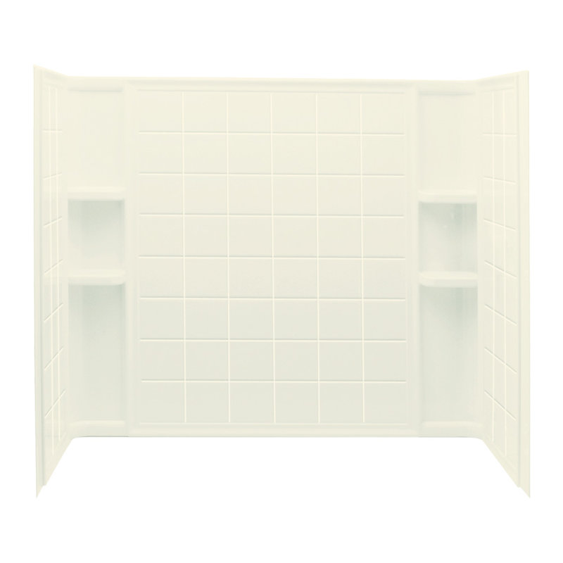 Ensemble 55" H x 34" D Three Panel Shower Wall, Biscuit