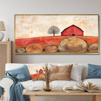 «Autumn Farm On A Wooden Slide Landscape I - Barn Art»