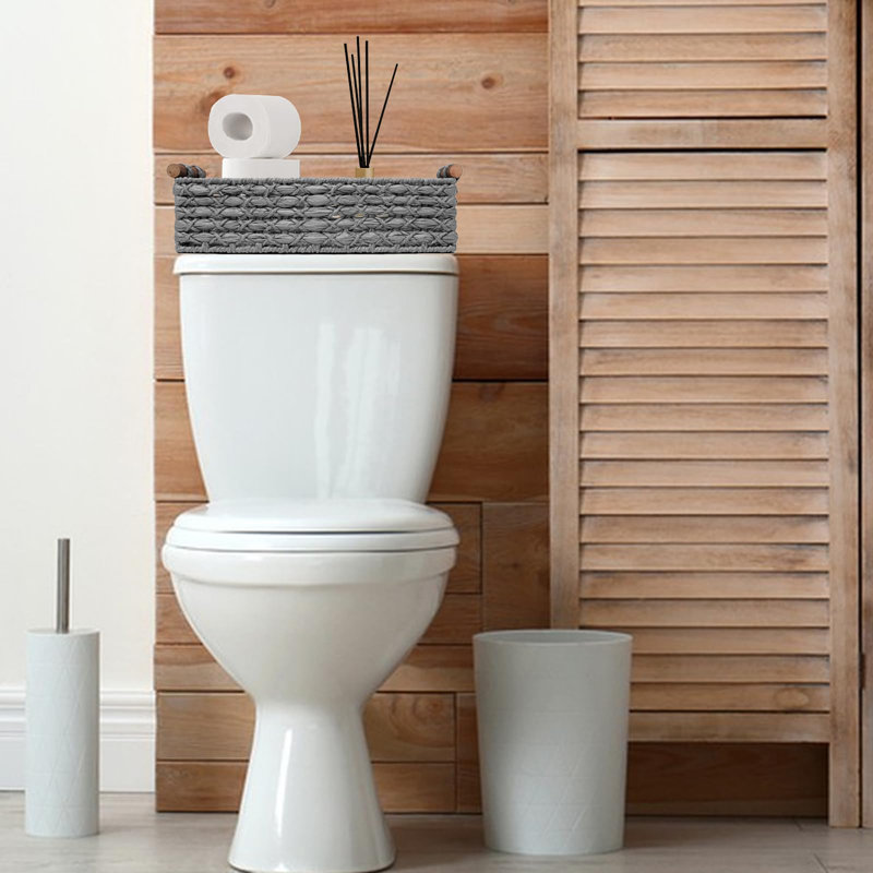 Small Storage Basket Wicker Baskets For Organizing With Handle Decorative Storage Bin For Countertop Toilet Paper Basket For Toilet Tank Top Small Baskets,(Light Grey1 Pcs)