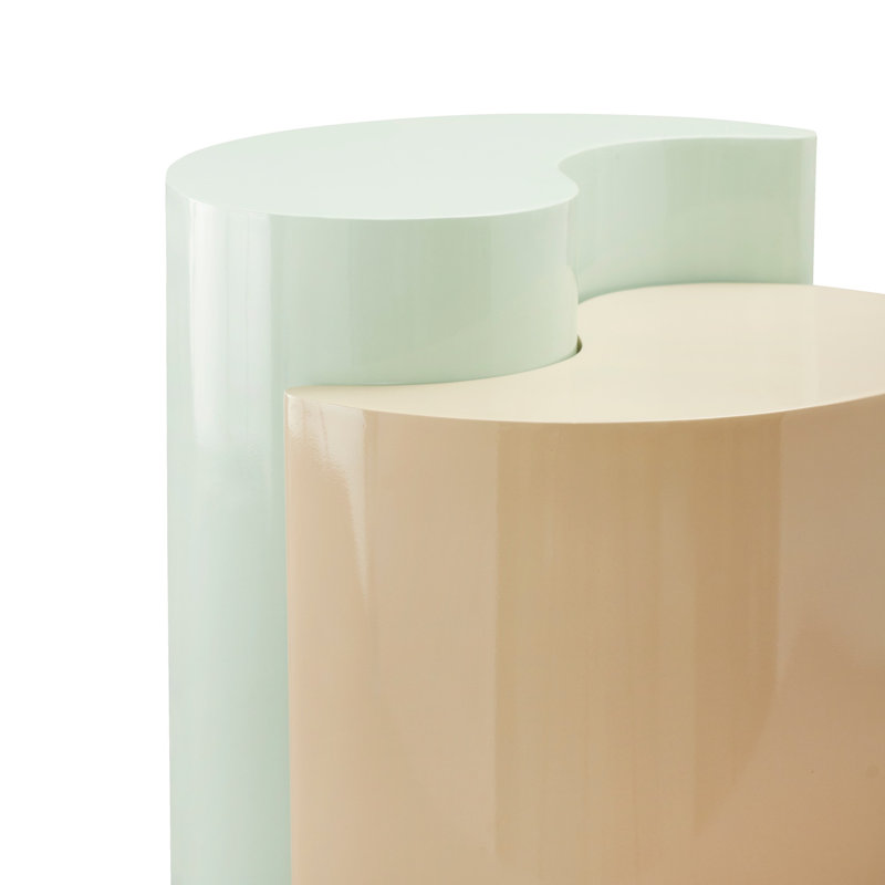 Table de bout contemporaine, table de bout en fer, Turquoise clair / beige