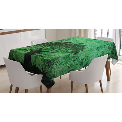 City Composition Buildings Houses Town On Tree Branches Creative Monochromic Artwork Tablecloth