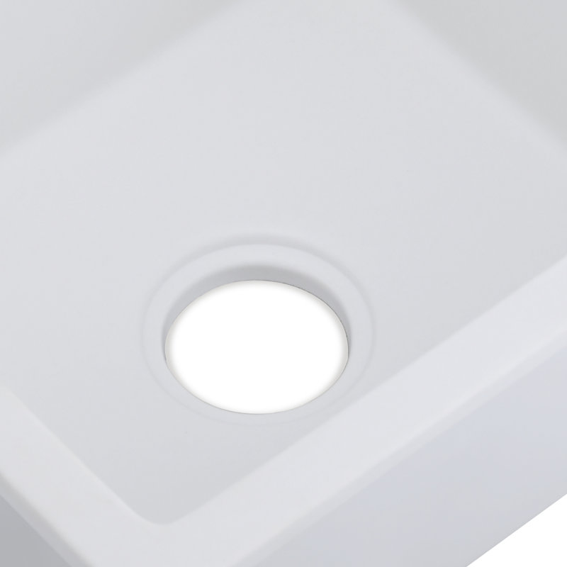 Évier de cuisine à cuve simple encastrable en quartz 18,11 po L, Blanc