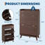 Armoire à chaussures cannelée avec 2 tiroirs rabattables, range-chaussures autoportant dissimulé de 48 po de hauteur, armoire à chaussures étroite pour le couloir du salon, noyer-123843341