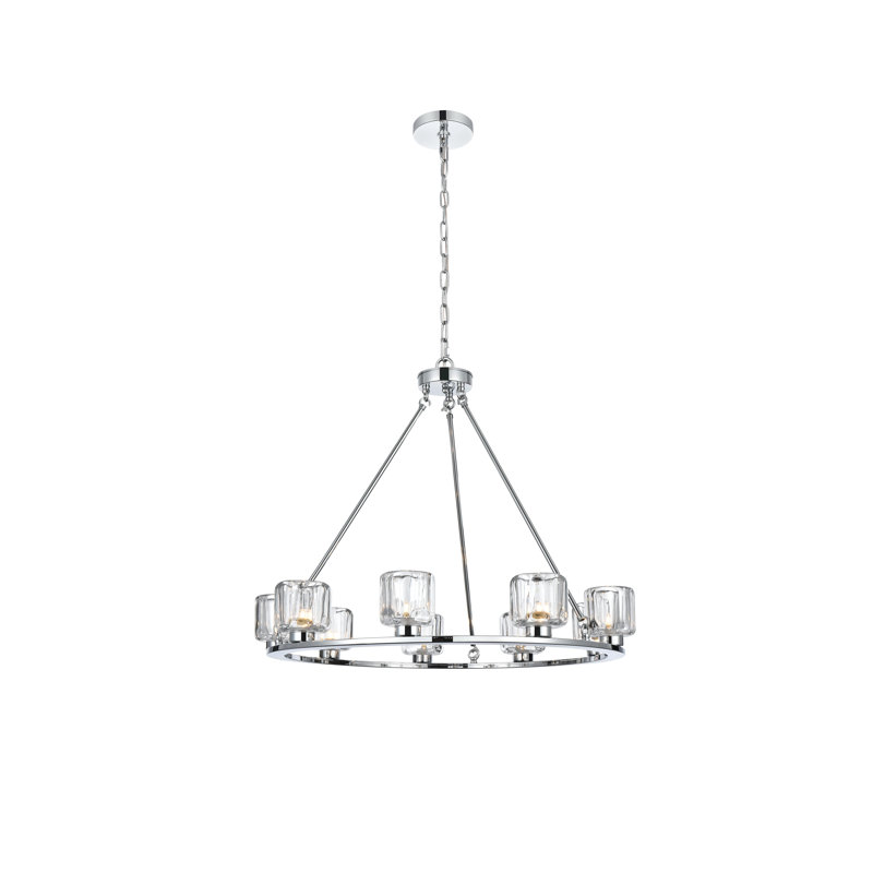 Lustre 32 pouces Enrique, H 27 po x l 32 po x P 32 po, Chrome chrome