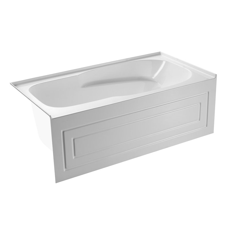 Kingston Brass Aqua Eden 60-Inch Acrylic Rectangular 3-Wall Alcove Tub with Anti-Skid Surface, Left