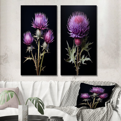 Ensemble de salon mauve et noir Thistle Flowers II - Thistle Wall Art