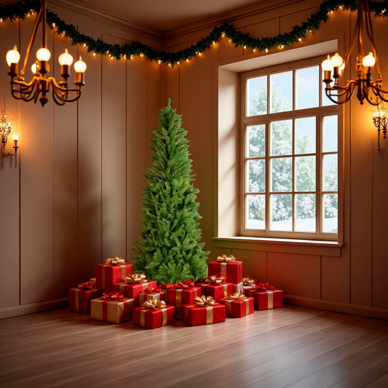 Arbre de Noël 7 pieds au crayon (84 pouces), 1028 branches, structure en métal pliable et arbre de Noël solide et mince dans un petit espace / coin, parfait pour Halloween et décoration de Noël.