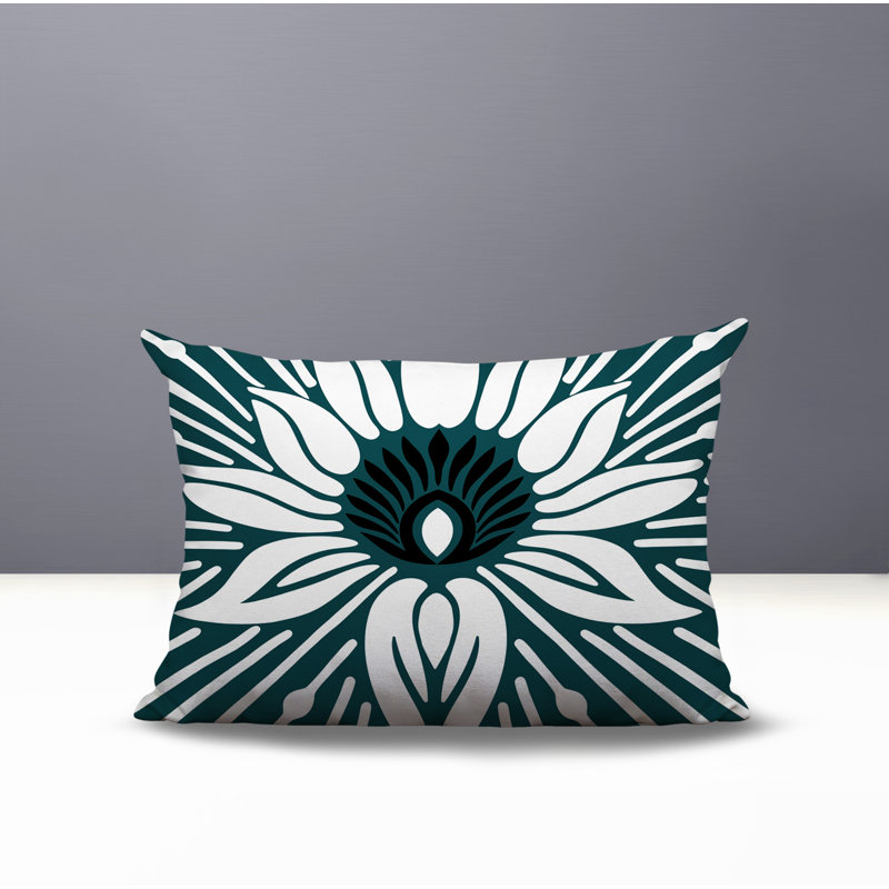 Oreiller rectangulaire réversible intérieur / extérieur Carla, Rectangle H 18 po x l 25 po, Émeraude