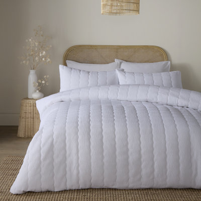 Crinkle Wave Polyester Solid Colour Duvet Cover Set