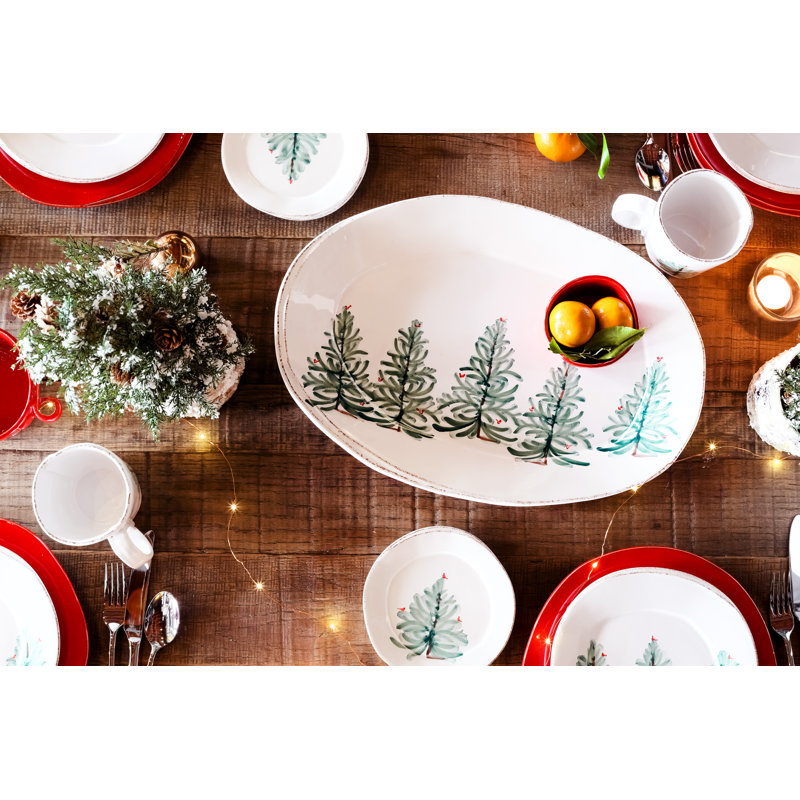 Lastra Holiday Stoneware Platter, 13.5" L x 10" W