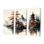 Aquarelle, paysage japonais I - ensemble d'art mural moderne sur toile-88084770-88084775