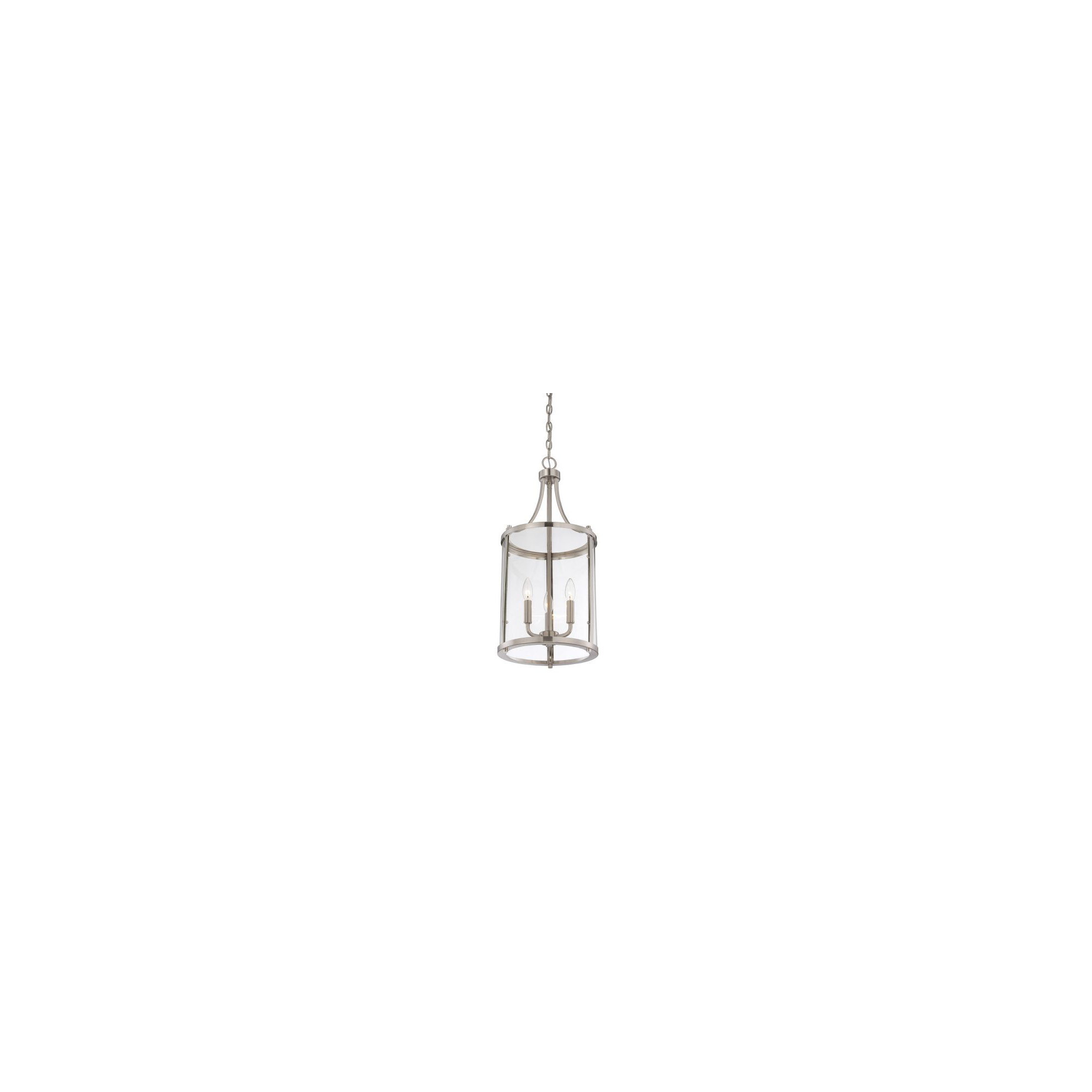 Wayland Dimmable Lantern Chandelier, 26" H x 12" W x 12" D, Satin Nickel, 3 Lights