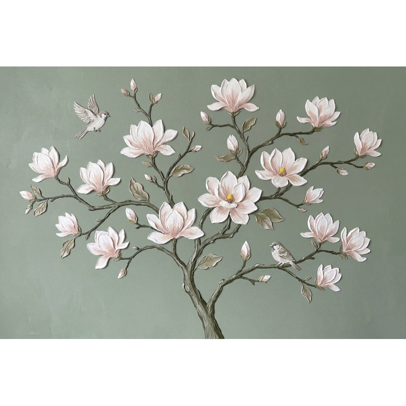 Décoration murale amovible Magnolia Blossoms, 100 po x 96 po, Peler et coller