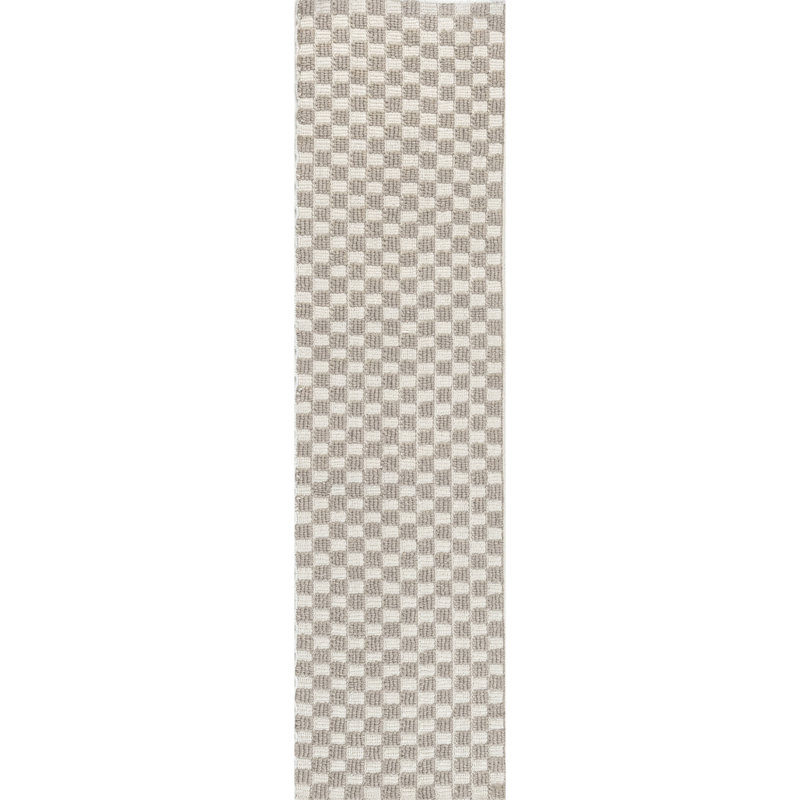 Tapis de couloir beige / gris sur mesure 1 pi 10 po x 7 pi